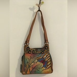 Anuschka Hand Painted Purse Cross Body Bag Butterfly Shoulder Boho NWT